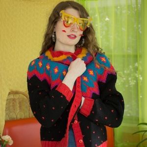 Cozy, Colorful Vintage Winter Knit Sweater